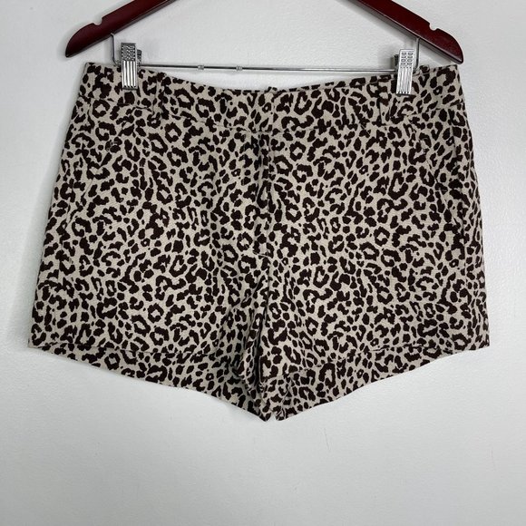 NWT J.Crew Linen Leopard Print Safari Cat Canvas Shorts Size10